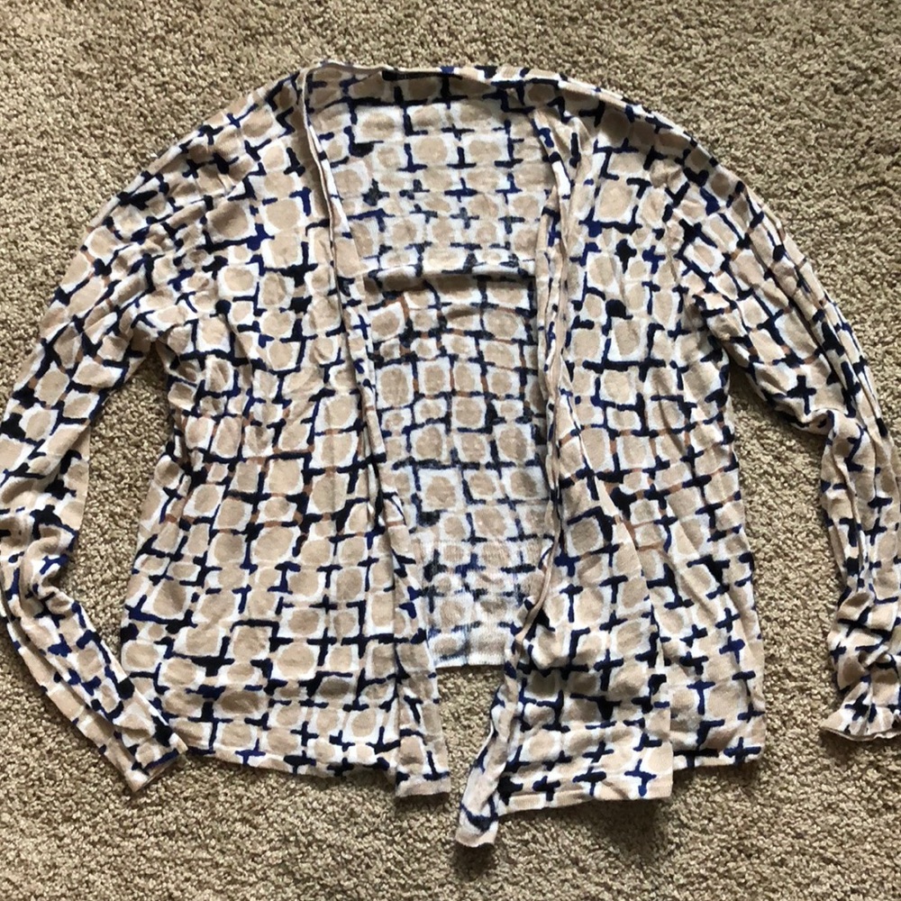 Blue and Beige Drapey Cardigan